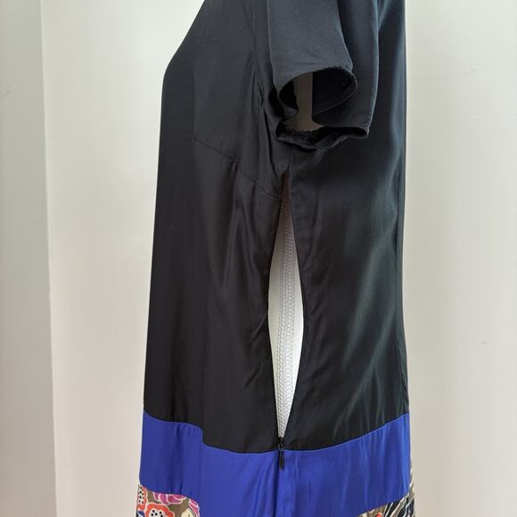 BODEN Silk Viscose Colorblock Floral Shift Dress Sz 10 Artsy Boho Retro Brompton - Picture 7 of 13